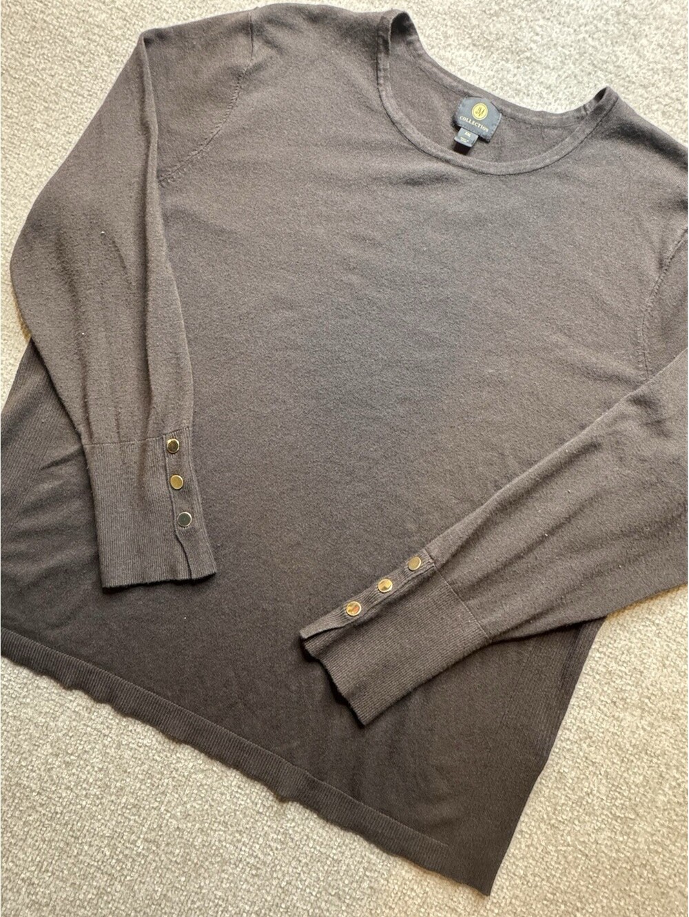 JM Collection XXL Sweater w/button Sleeves Brown (1022)
